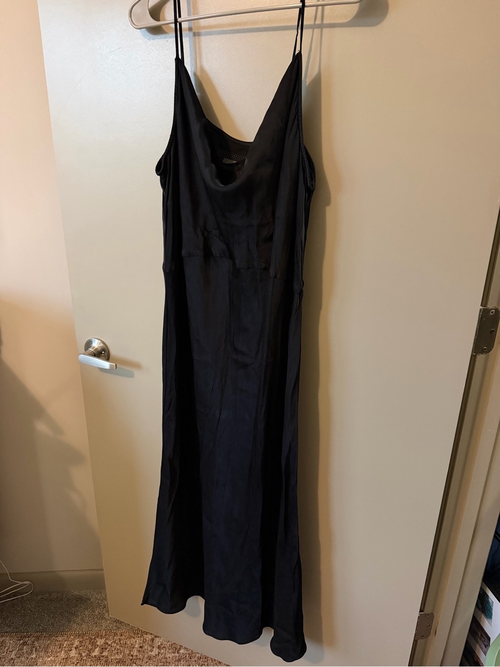 Black Slip Maxi Dress with Cowl Neck